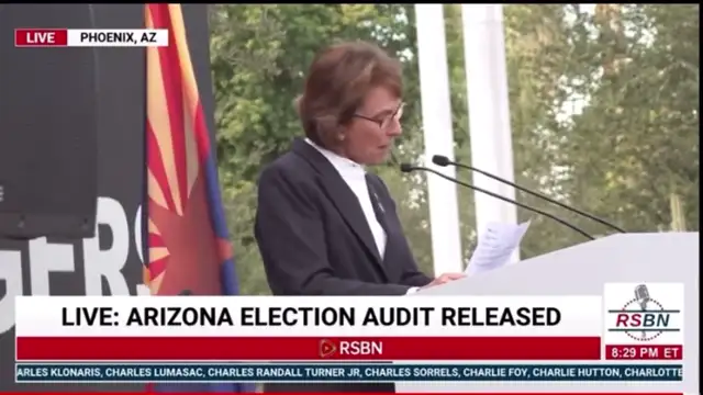 AZ Senator Wendy Rogers at press conference after the audit September 24 2021