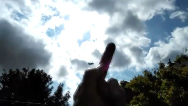 One Finger Salute - Trump over London 2019