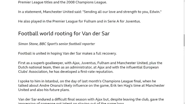 Edwin van der Sar in intensive care!
