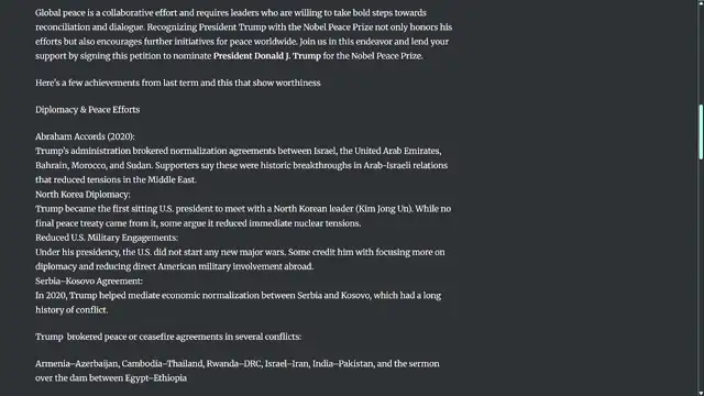 Pray For World Piece - Nominate Trump For A Nobel Prize - 98 Nominations in Five Days