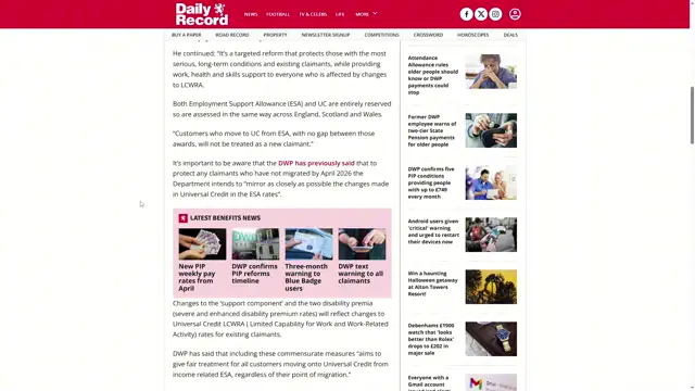 updates on ESA to UC migrations including Scotland